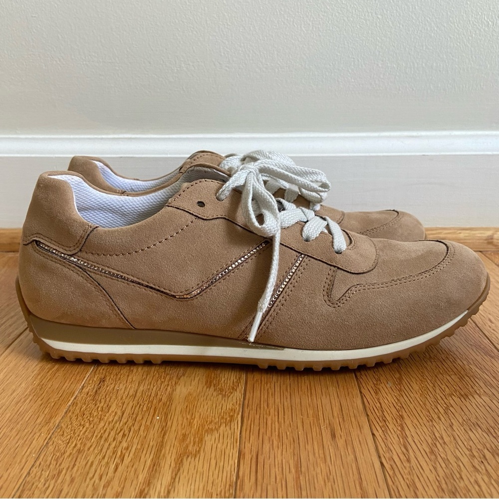 PAUL GREEN TANNER SNEAKER US 8.5 REAL SUEDE RHINESTONE DESIGNER ATHLEISURE